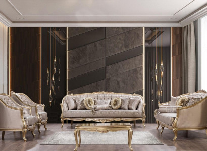 Sofa set classical furniture sofa set coffee table armchair couch 5-piece Chesterfield